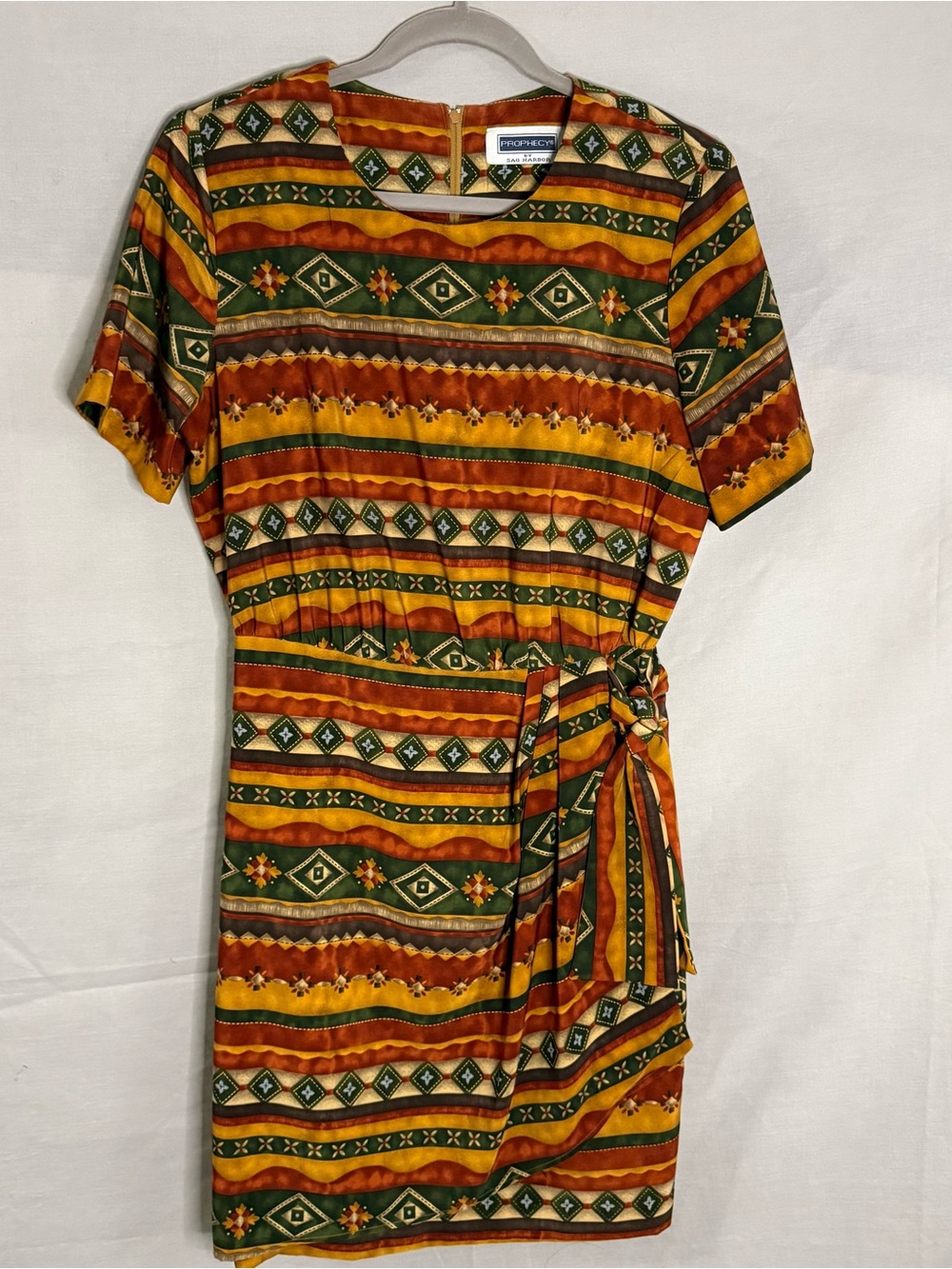 Vtg Prophecy by Sag Harbor Southwestern Coastal Cowgirl Boho Aztec Dress Size L